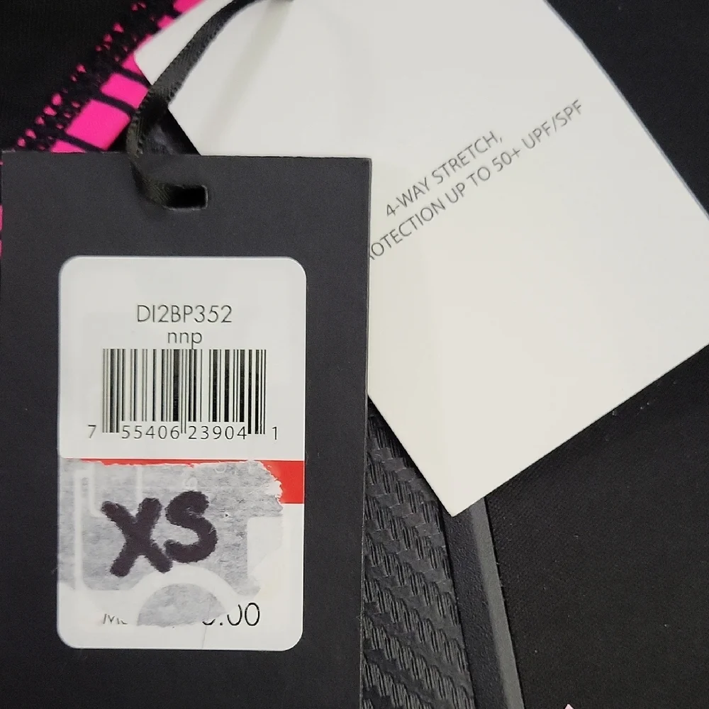 Nwt‎ DKNY Pink and Black High-Waisted Bikini Bottom XS
